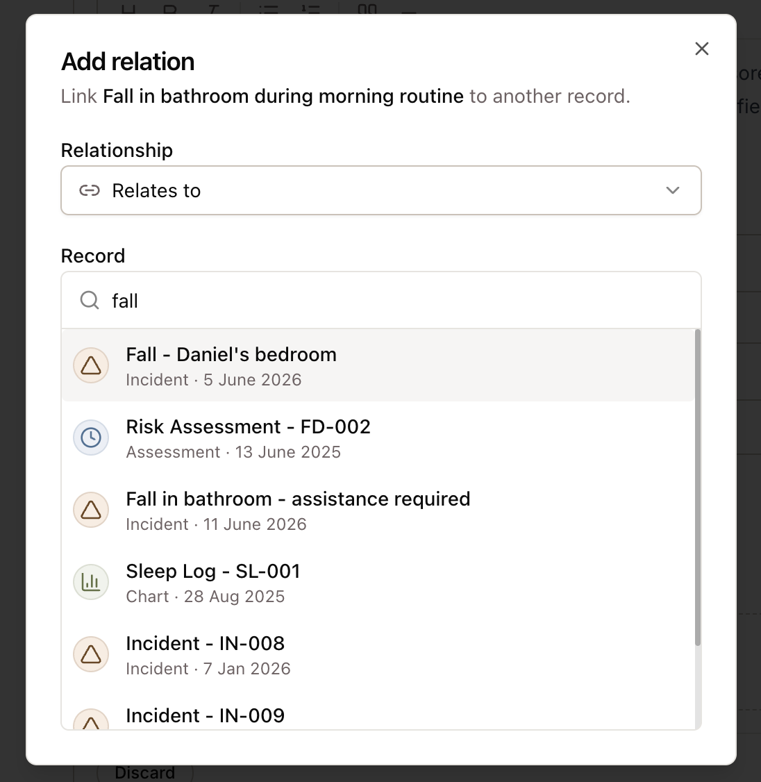 **Connect related records:** link incidents and other related records so people can see the connection and Minis can use it too.